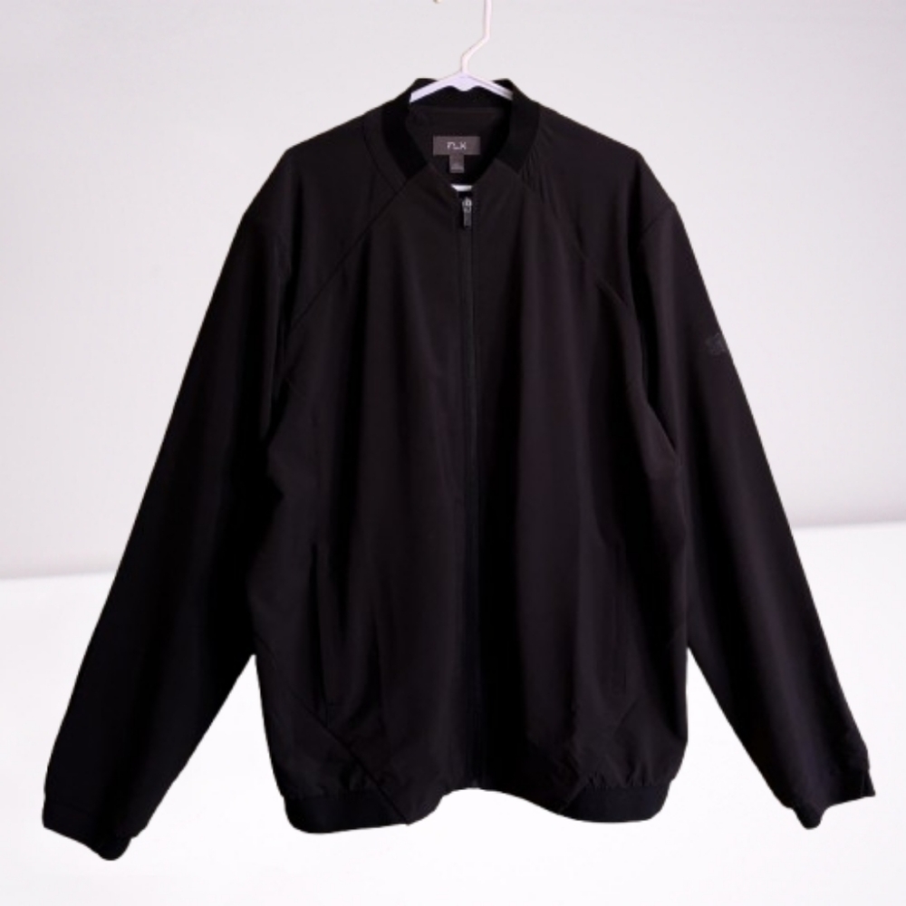 FLX Lightweight Black Bomber Jacket Full-zip Pockets Sporty XXL